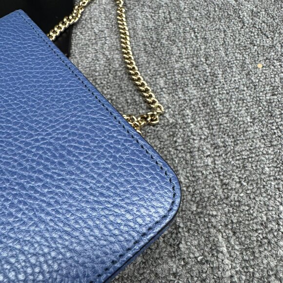 GUCCI Interlocking G Blue Leather Shoulder Bag 650-081525 - Picture 10 of 15